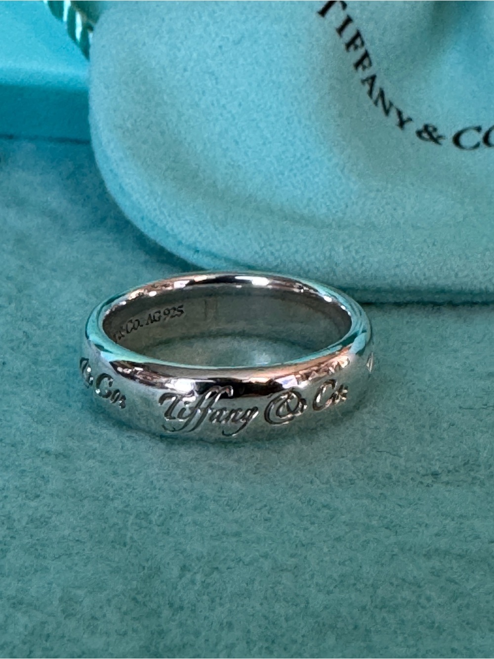 Tiffany & Co. notes Sterling Silver Band Ring size about 8.25